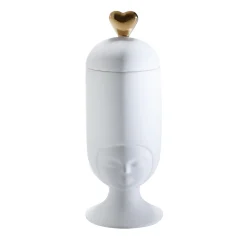 Sister Clara In Love Satin White Ceramic Vase With Lid