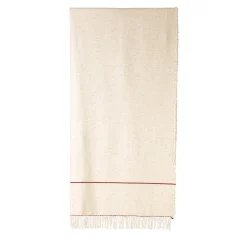 Size Fringed Beige Blanket