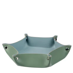 Sky blue and eucalyptus leather vide poche #3