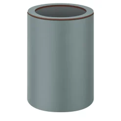 Sky Blue Leather Waste Basket