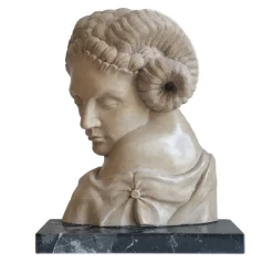 Sleeping Faun Egyptian Yellow Cleopatra marble Sculpture with base