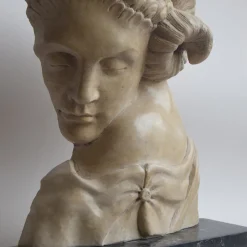 Sleeping Faun Egyptian Yellow Cleopatra marble Sculpture with base