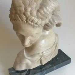 Sleeping Faun Egyptian Yellow Cleopatra marble Sculpture with base