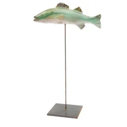 Slim green seabass sculpture