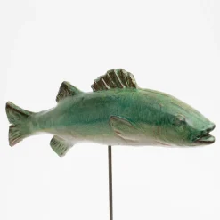 Slim green seabass sculpture