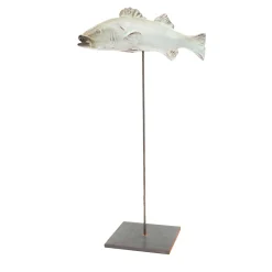 Slim white seabass sculpture