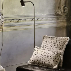 Small Black and White Fringed Cushion