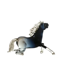 Small Black Glass Sitting Horse