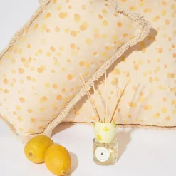 Small Cream and Jellow Fringed Cushion