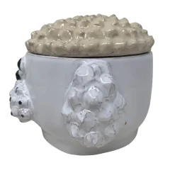 Small Cream and White Dog Container with Lid