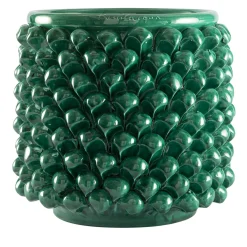 Small Cylindrical Green Ramine Flower Vase