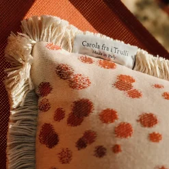 Small Fuchsia and Red Fringed Cushion