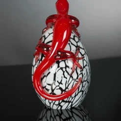 Small Glass Egg with Red Gecko