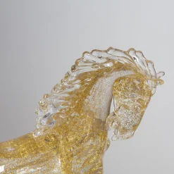 Small Gold Glass Prancing Horse