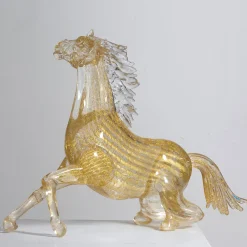 Small Gold Glass Sitting Horse