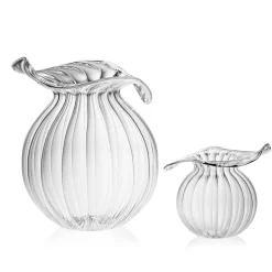 Small Millerighe Round Clear Glass Vase