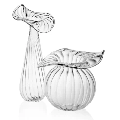 Small Millerighe Round Clear Glass Vase