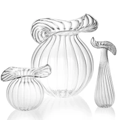 Small Millerighe Round Clear Glass Vase