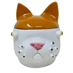 Small Orange and White Cat Container with Lid
