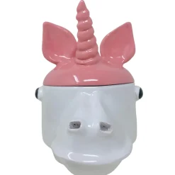 Small Pink and White Unicorn Container with Lid