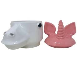 Small Pink and White Unicorn Container with Lid
