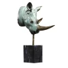 Small Rhino Head Bronze Sculpture