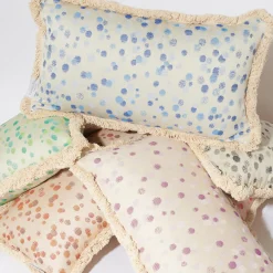 Small Rose and Coral Fringed Cushion