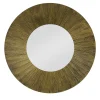 Sole Illuminated Round Mirror Decorated With Gold And Bronze Radial Brushed Resin