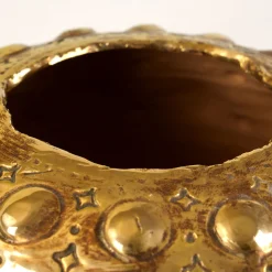 Soreis gold Ceramic Vase by Gabriele Mengoni