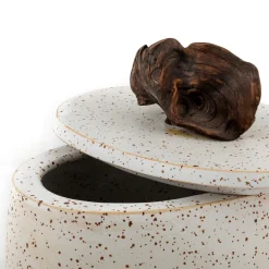 Speckled Oval Stoneware Box with Lid