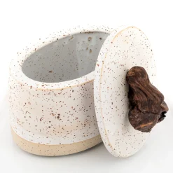 Speckled Oval Stoneware Box with Lid