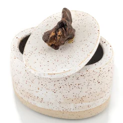 Speckled Oval Stoneware Box with Lid