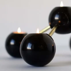 11-Sphere Bramante Black Portoro Marble Candelabra By ADL Atelier Design Lab