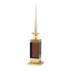 Spirit Fumè Brown Plex And Brass Candle Holder
