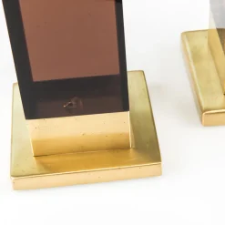 Spirit Fumè Brown Plex And Brass Candle Holder