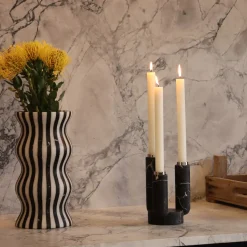 Splendido Black Marquinia Marble Candle Holder