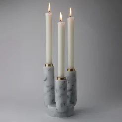 Splendido White Arabescato Marble Candle Holder