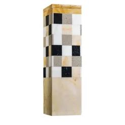 Square A Yellow And White Marble Vase With Lid By Luciano Setten