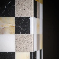 Square A Yellow And White Marble Vase With Lid By Luciano Setten