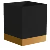 Square-Based Black & Brass Metal Wheeled Cachepot