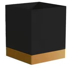 Square-Based Black & Brass Metal Wheeled Cachepot