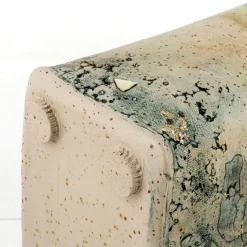 Staircase To The Hills Polychrome Stoneware Box with Wooden Lid