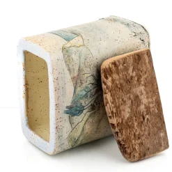 Staircase To The Hills Polychrome Stoneware Box with Wooden Lid
