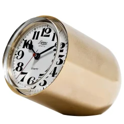 Static Gold Steel Table Clock by Richard Sapper