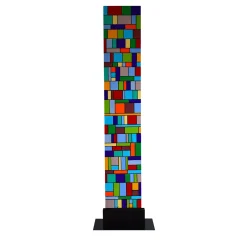 Stele Flowers Polychrome Murano Glass Floor Sculpture