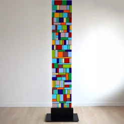 Stele Flowers Polychrome Murano Glass Floor Sculpture