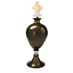 Stmat 24K Black & Gold Footed Vase with Lid