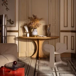 Stravedamento White Murano Glass & Hammered Brass Decorative Vase