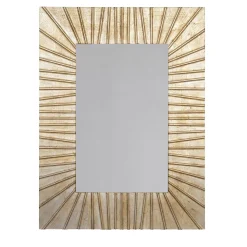 Strip Small Rectangular Grooved Champagne Wooden Wall Mirror