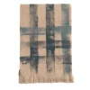 Striped Fringed Beige Handpainted Blanket